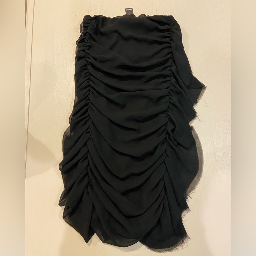 Express black strapless ruched dress